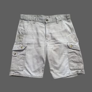 Carhartt Mens Size XL Cargo Shorts Stone Color Tan/Gray GUC Distressed Worn